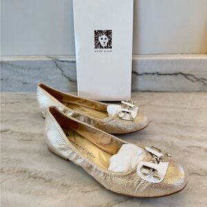 Anne Klein Petrica Ballet Flats Shimmering Gold NIB